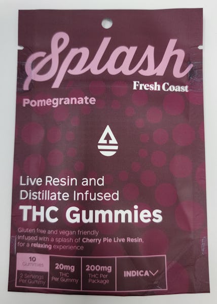 Product: Splash | Pomegranate Live Resin Distillate Gummies | 200mg
