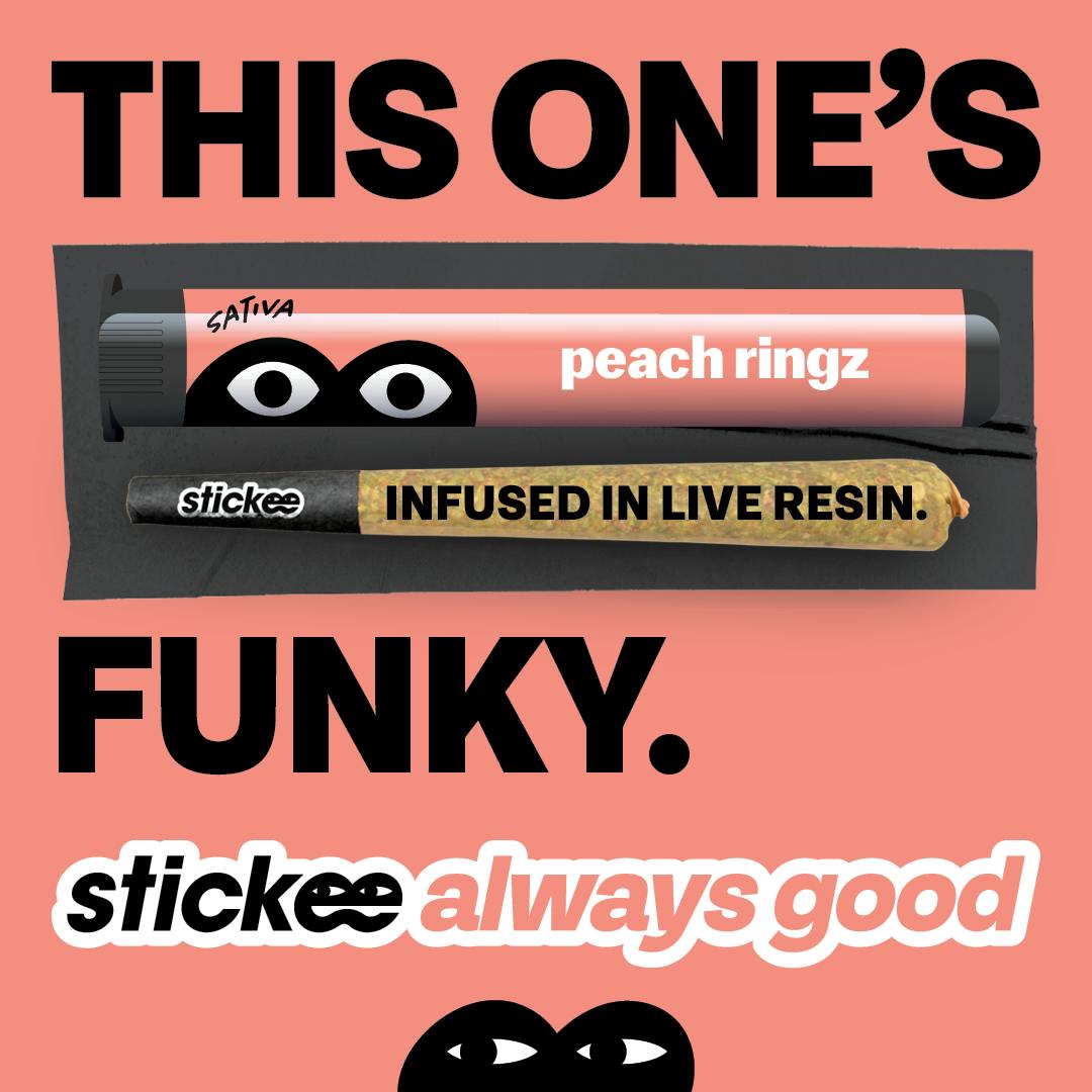 Product: STICKEE | Peach Ringz | 1.2g | Live Resin Infused Pre-Roll