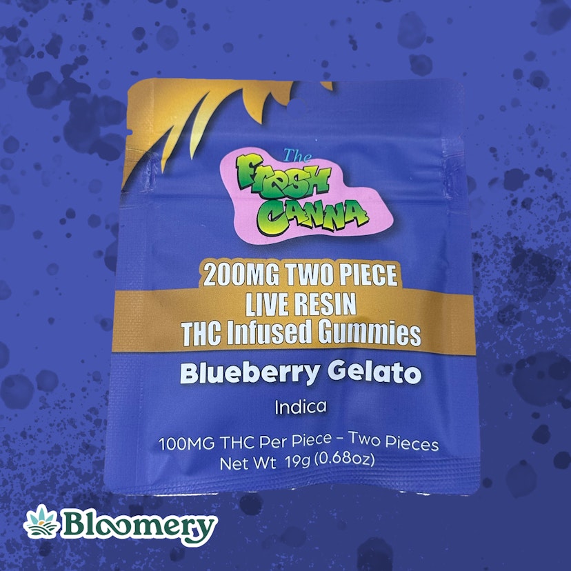 Fresh Canna | 200mg Live Resin Gummies | 2 Pack | Blueberry Gelato (Indica)