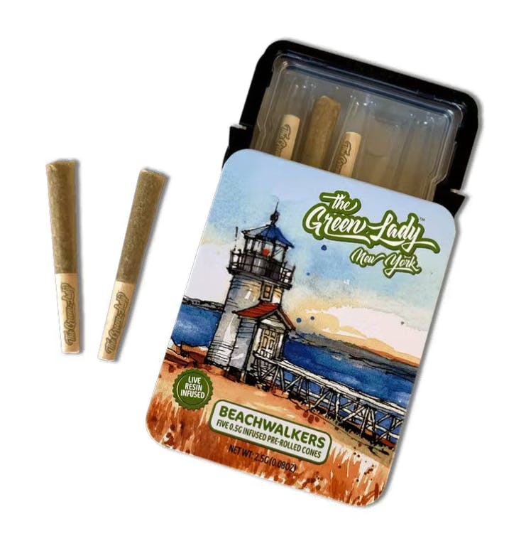 The Green Lady Infused Pre-Roll 0.5g Beach Walker with Cherry Lime Reserve live resin