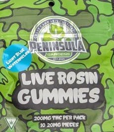 Product: PENINSULA GARDENS | LIGHT BLUE WATERMELON - LIVE ROSIN GUMMIES | 200MG