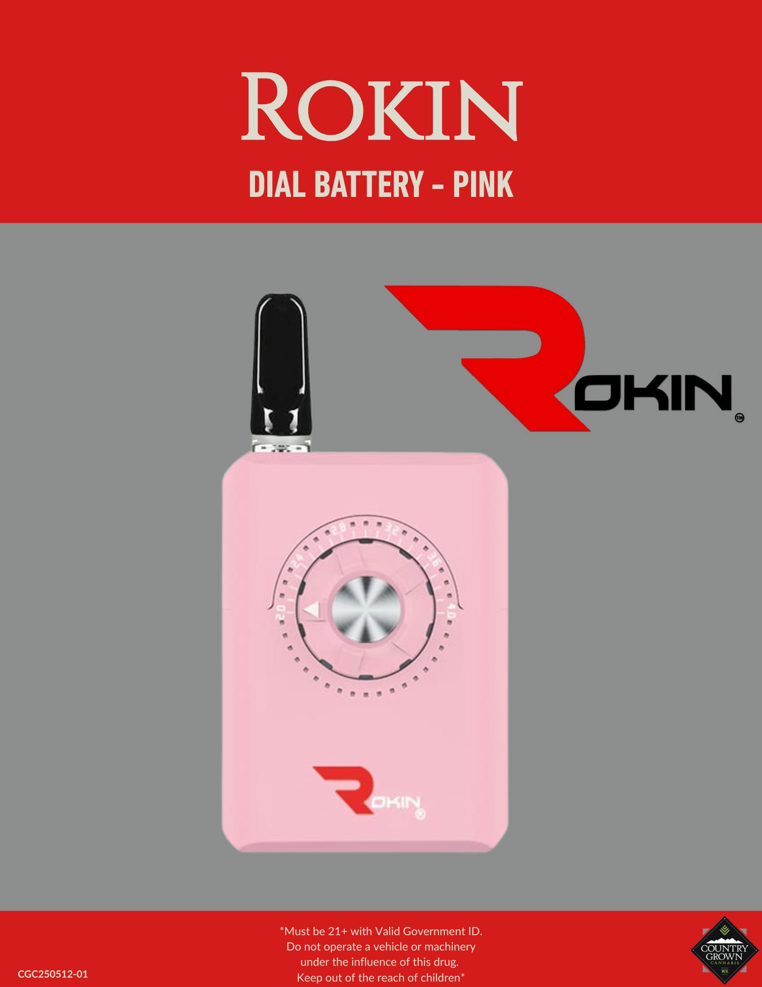 Rokin Mini Tank Vape Battery - Pink - Country Grown Cannabis