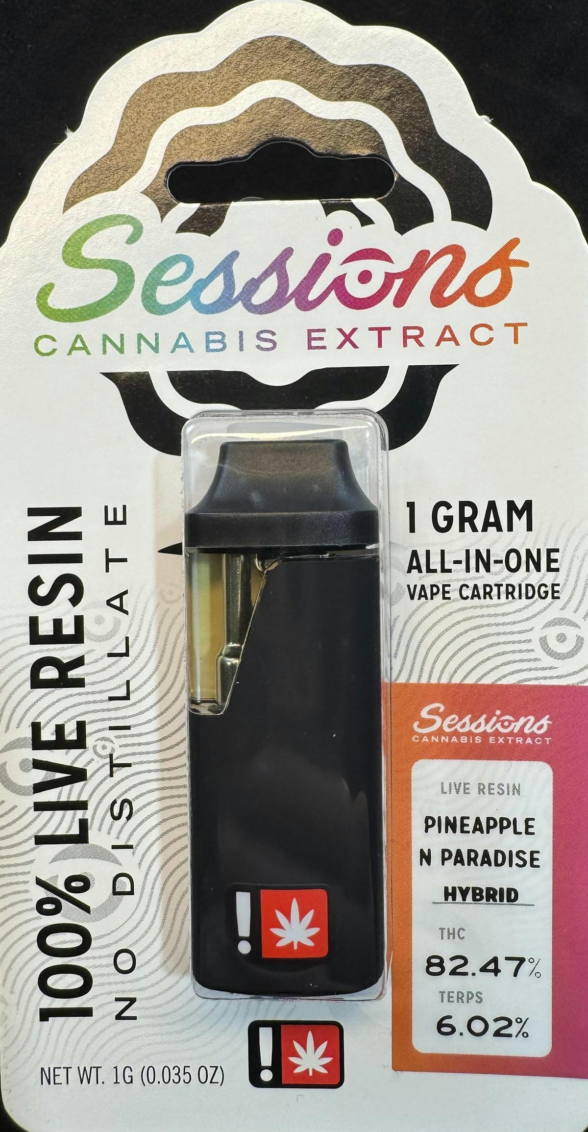 Photo of Pineapples N Paradise DISPOSABLE Live Resin Cartridge (Sessions)