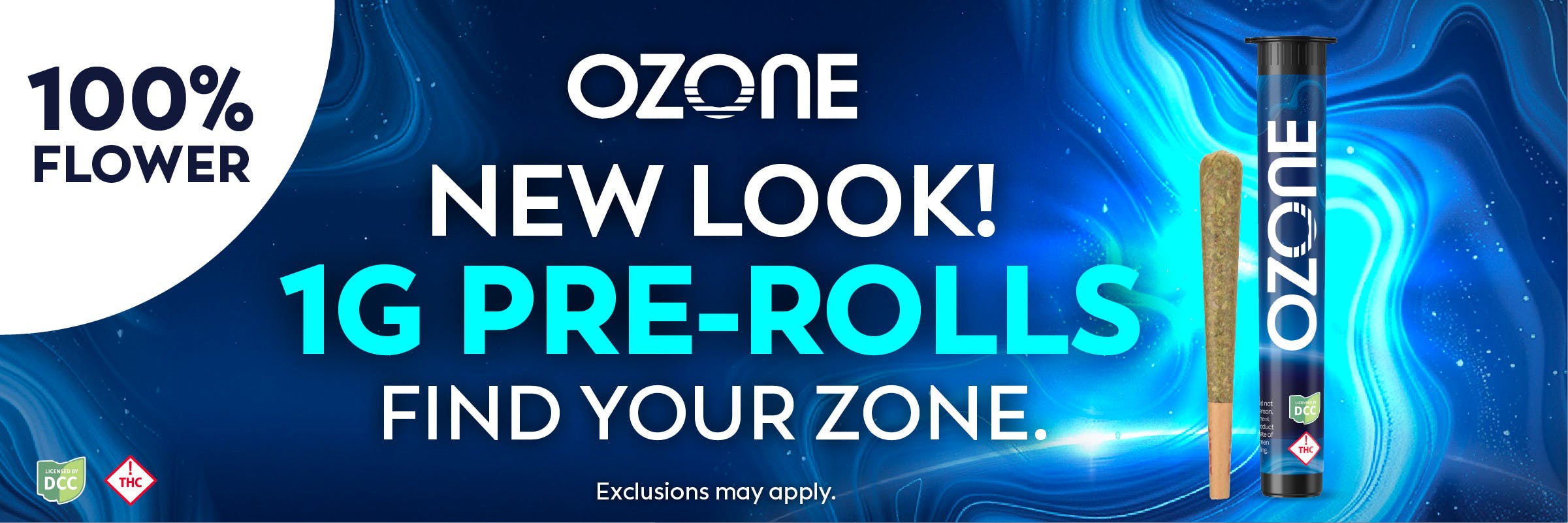 Ozone 1g PreRolls, Find your Zone, 100% flower pre-rolls