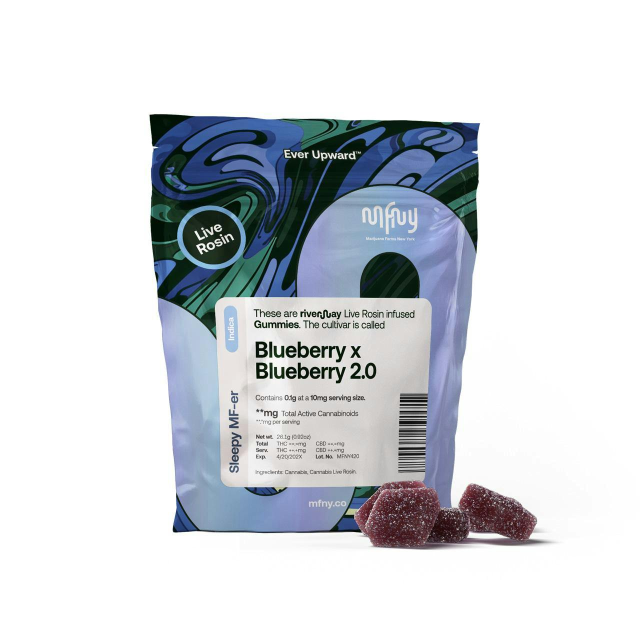 MFNY - Blueberry X Blueberry 2.0 Live Rosin Gummies 10pk - 100mg by MFNY
