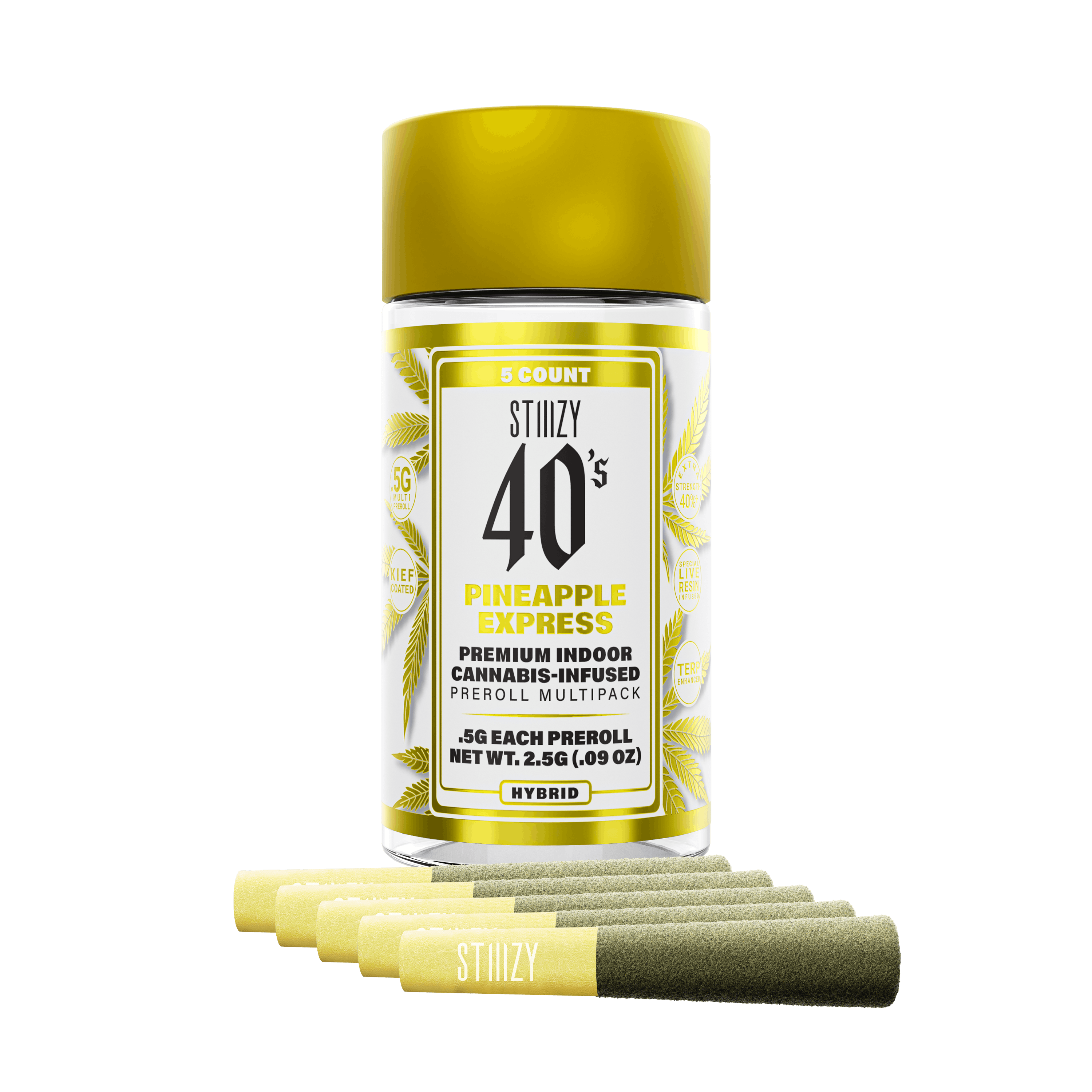 Stiiizy - 5-Pack .5g Live Resin Infused Prerolls - Pineapple Express