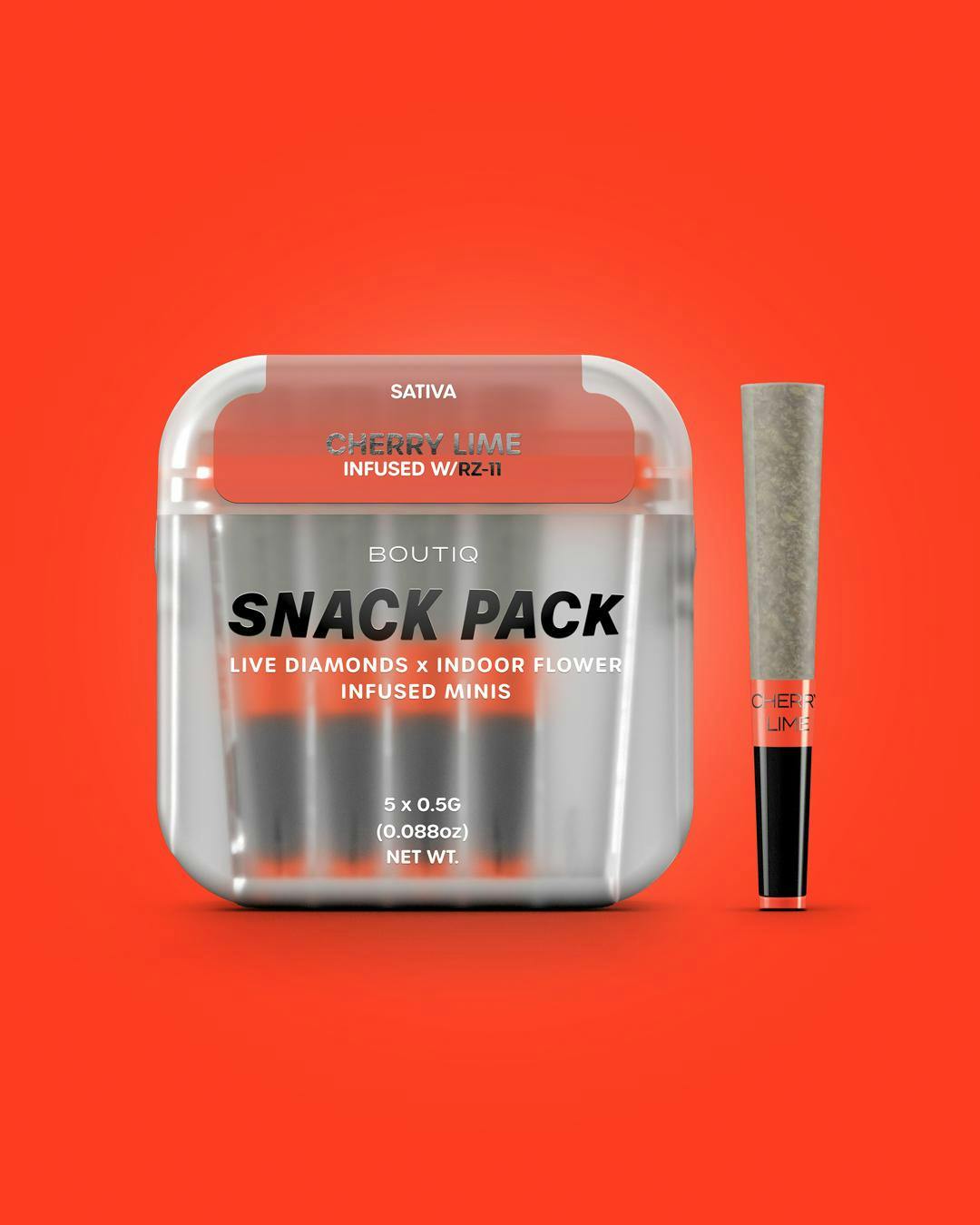 Boutiq Snack Pack | Cherry Lime x RZ-11 | Sativa (5 x .05g) | Diamond Infused Prerolls