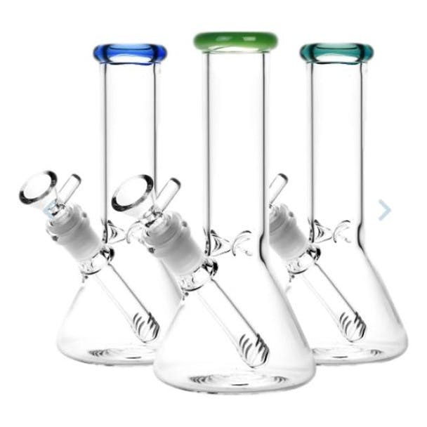 Product: High Mountain Imports | 8" Colorful Rim Mini Beaker Water Pipe