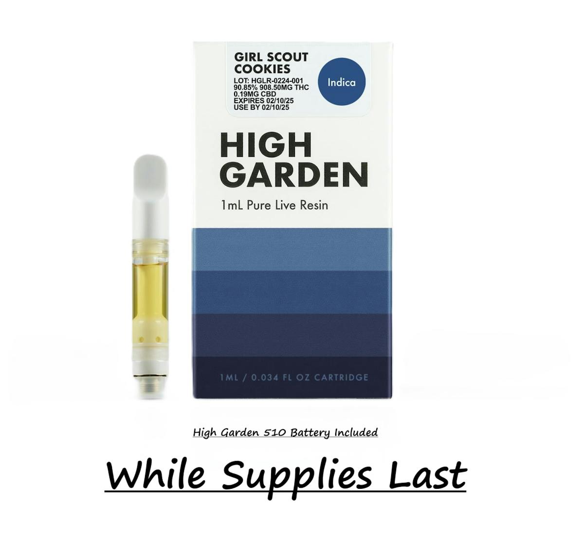 Photo of High Garden | Girl Scoot Cookie Live Resin Vape Cartridge 1ML