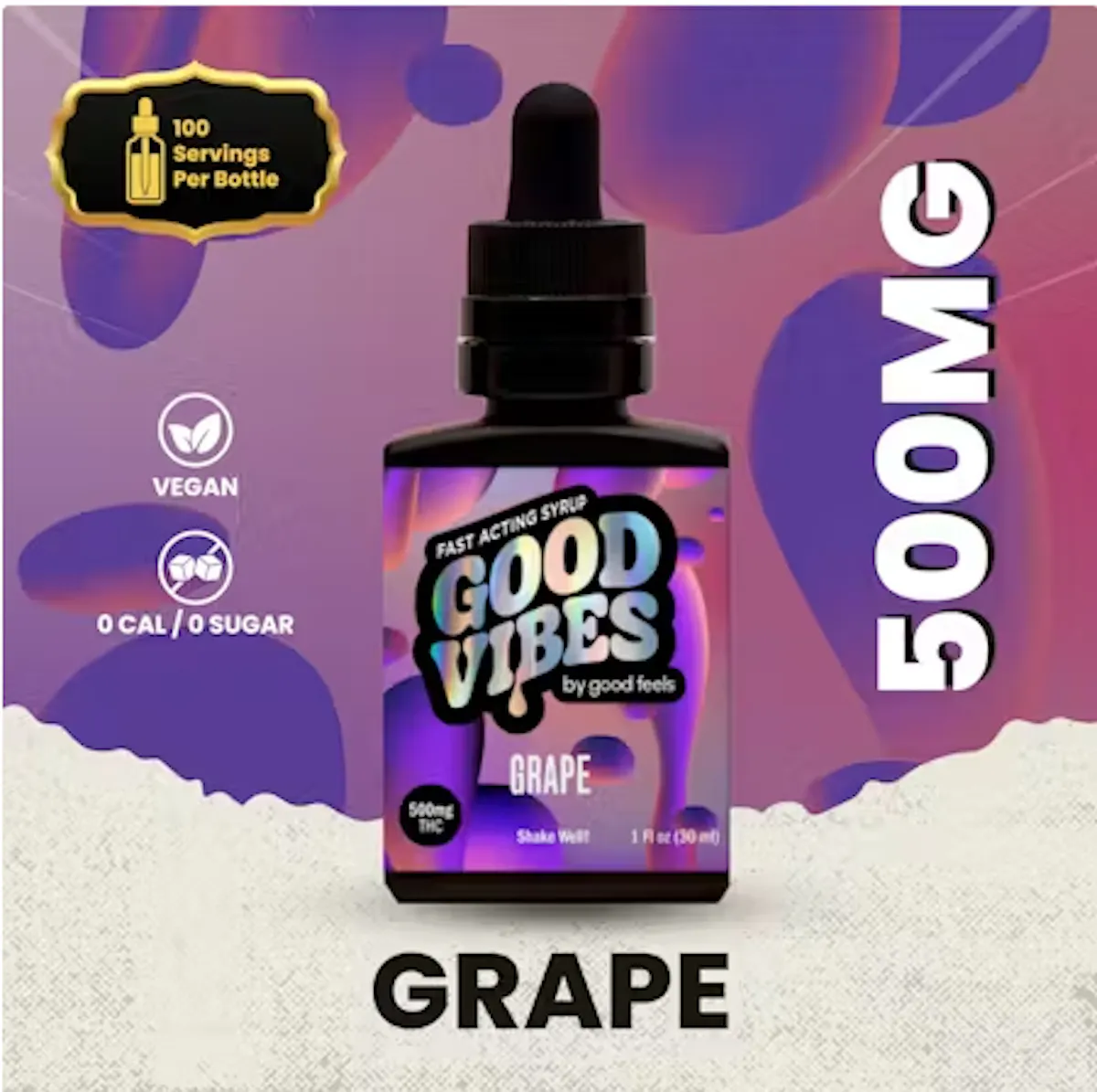 Grape Fast-Acting Liquid Gummies Syrup | 500mg 0.5g Tinctures | Good ...