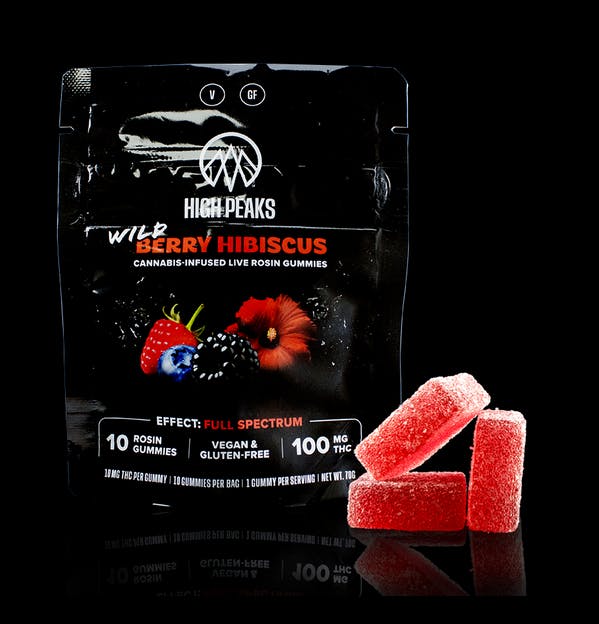 Wild Berry Hibiscus | 20 Pack | Live Rosin Gummies | 100mg | High Peaks