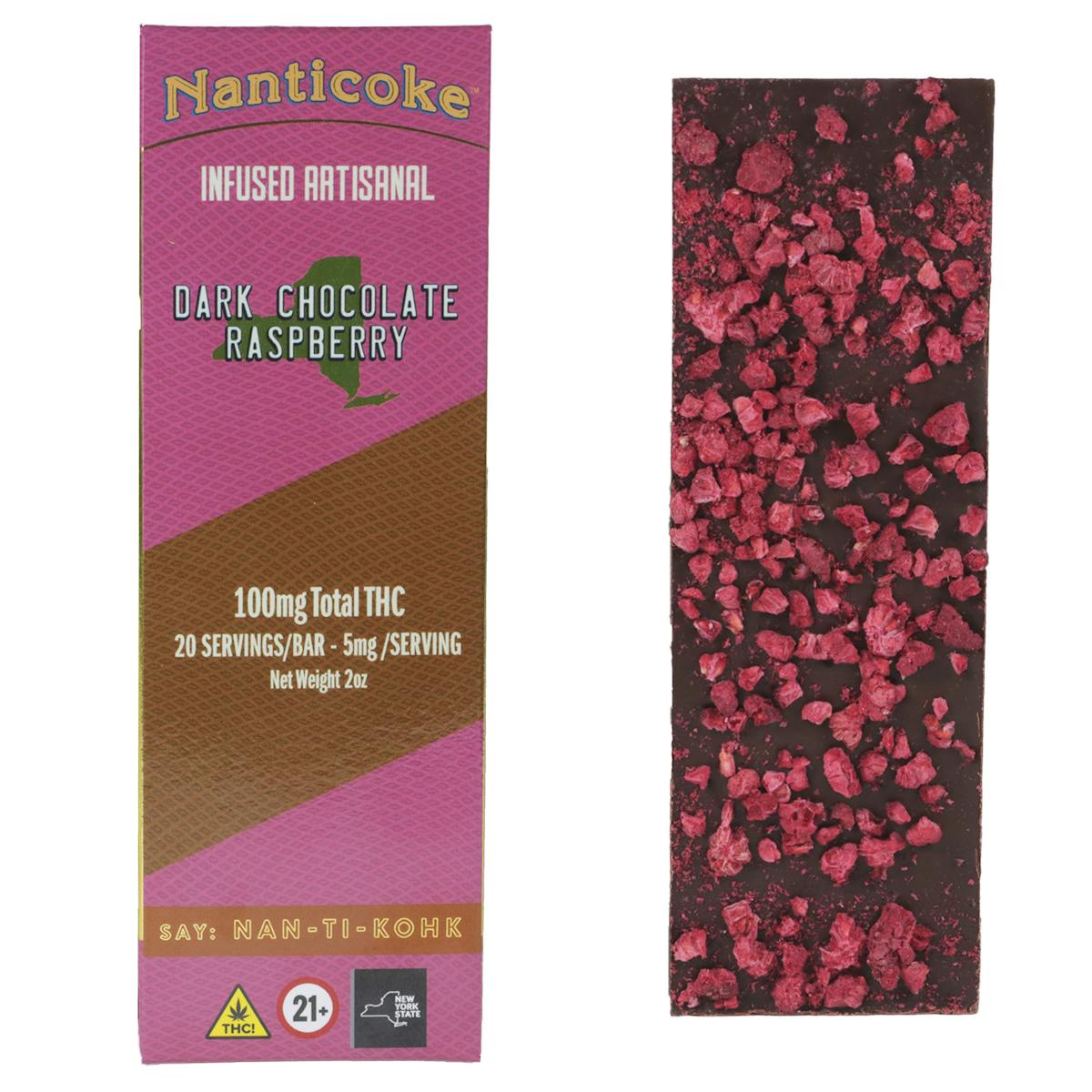 Photo of Nanticoke | Dark Chocolate Raspberry Bar | 100mg 20pk