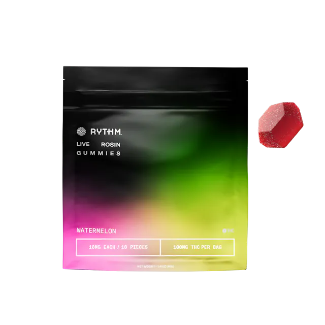 Rythm Solventless Gummies Watermelon - Animal Face 10pk/100mg (indica hybrid, 2.8g)