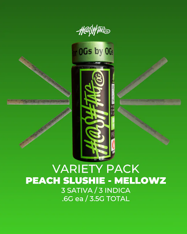 Hashtag OG Variety Pre-Roll Pack 3 Sativa/3 Indica Peach Slushie & Mellowz 6pk/3.5g (packs)