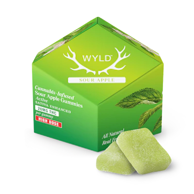 200mg | Sour Apple Sativa Enhanced Gummies - EDIBLES by Wyld at King of Budz
