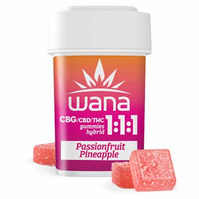 Product: Wana | Passionfruit Pineapple 1:1:1 THC:CBD:CBG Gummies | 100mg:100mg:100mg