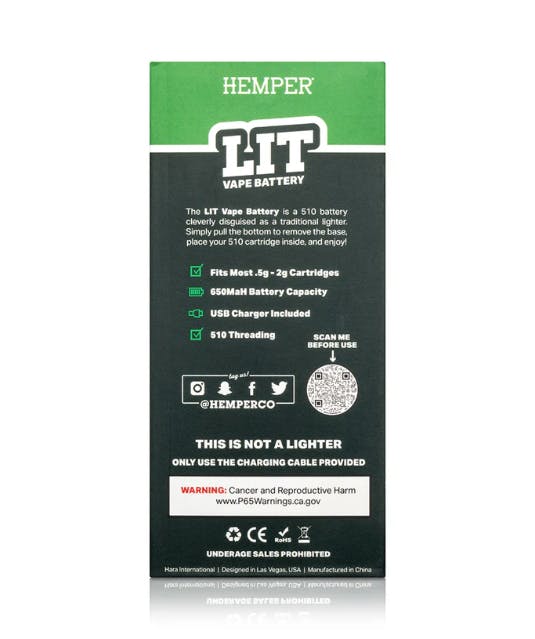 HEMPER - BATTERY 510 - LIT VAPE - RED
