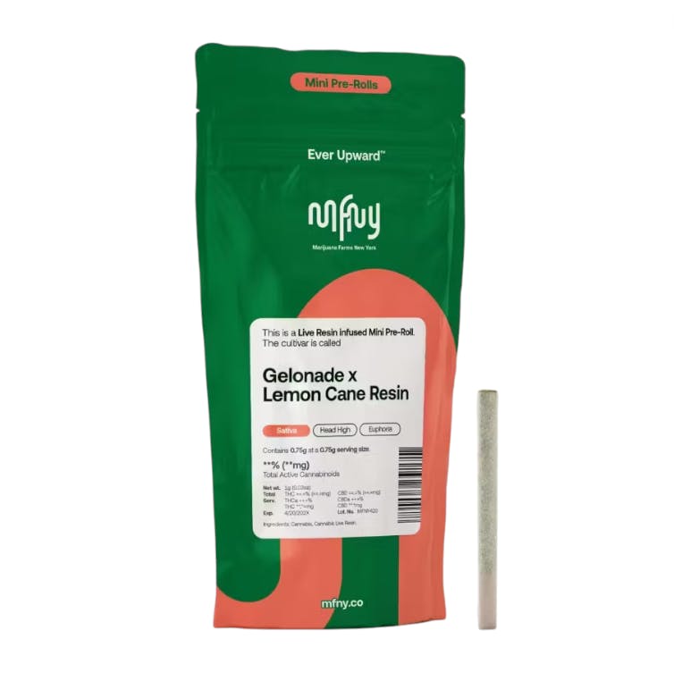 MFNY Gelonade x Lemon Cane .75g Live Resin Infused Pre-Roll