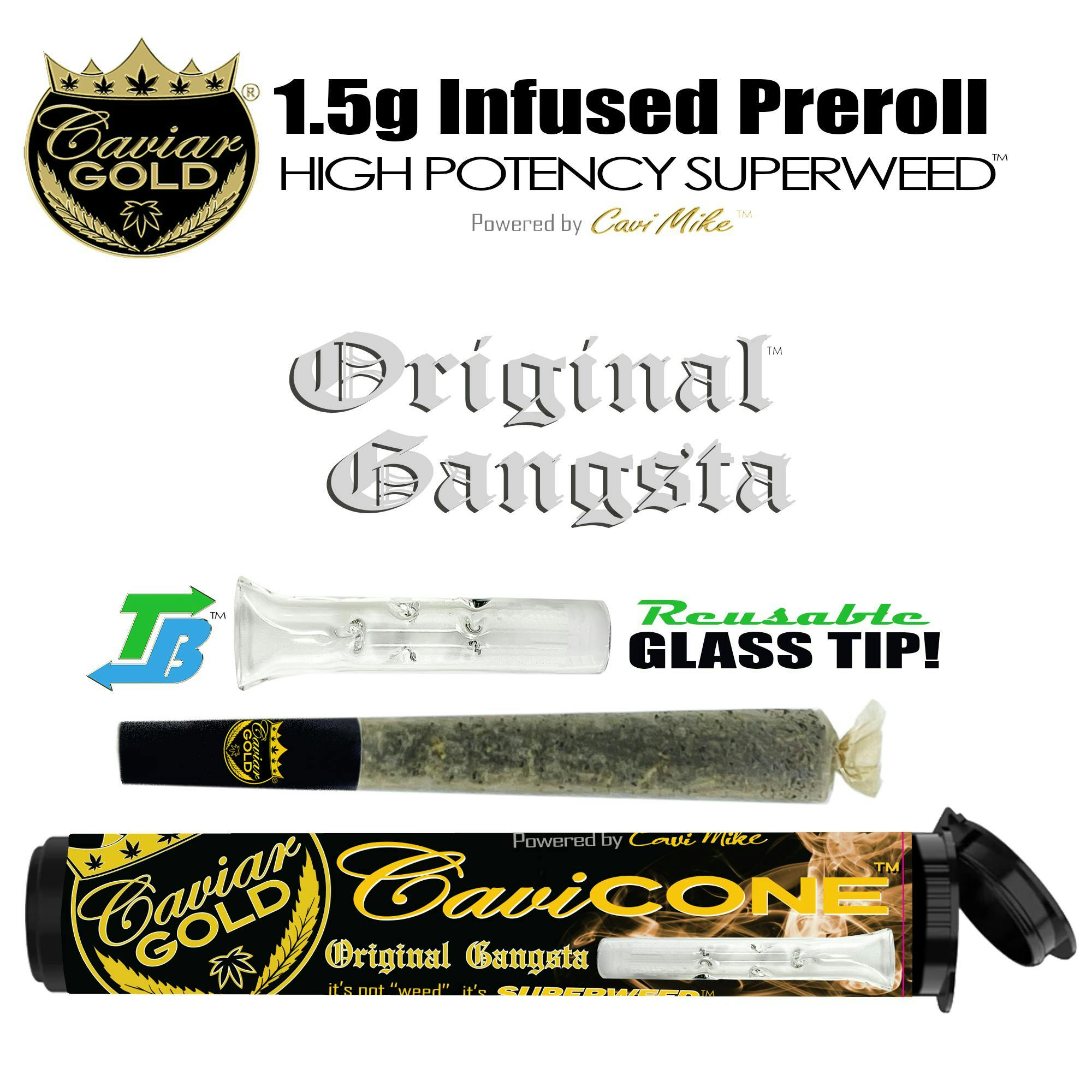 Product: CAVIAR GOLD | ORIGINAL GANGSTA | INFUSED PRE-ROLL | 1.3G | SATIVA