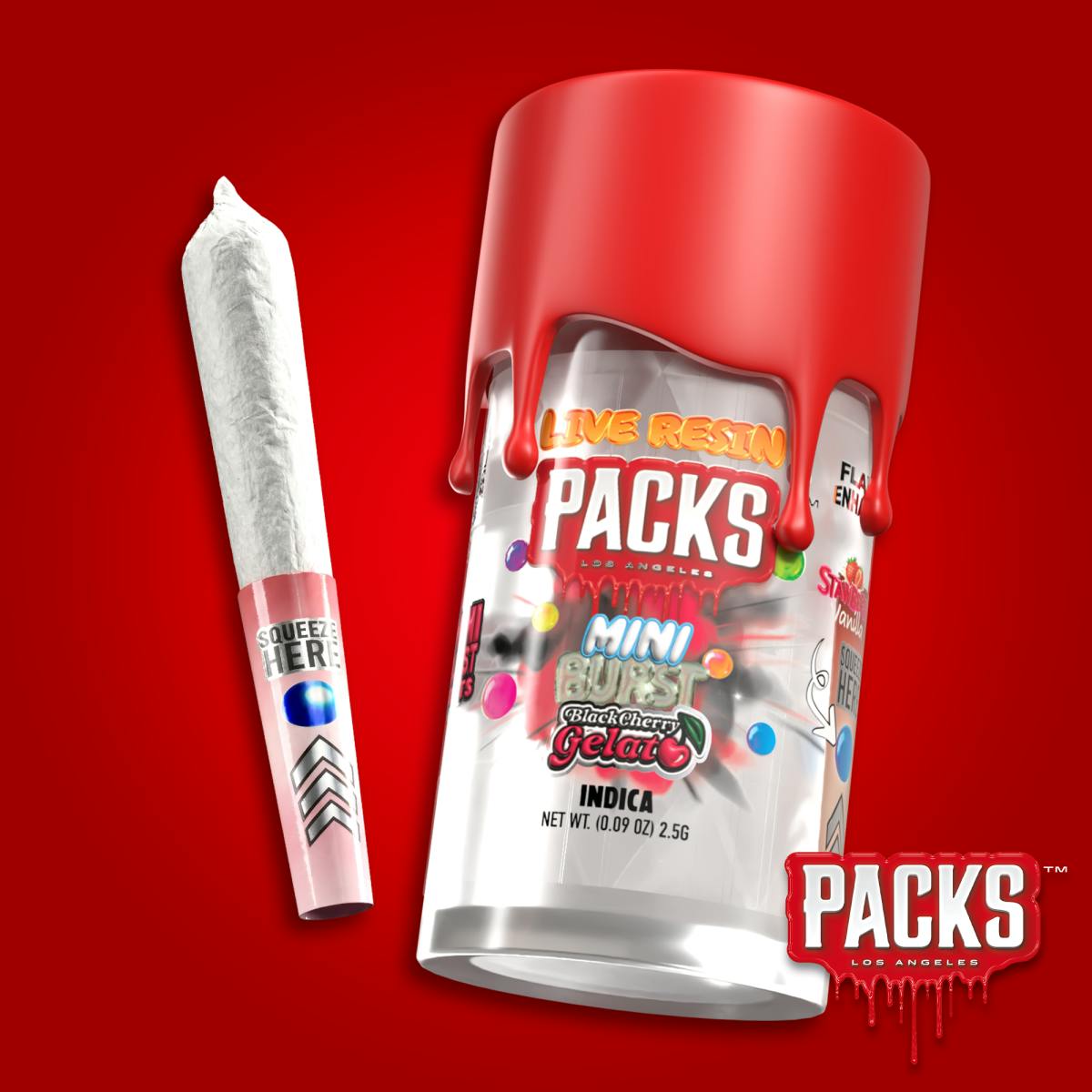 Product PACKS Black Cherry Gelato (I) Infused Minis | Pre Rolls | 0.5g 5pk