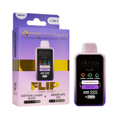 Mitten Extracts - 2g Flip Disposable - Cotton Candy Kush / Grape Ape OG (S/H)
