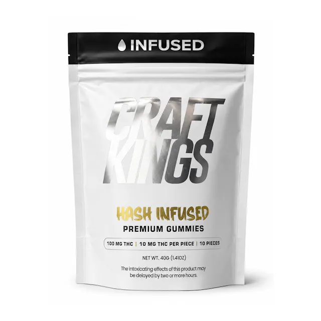 Craft Kings Hash Infused Gummies Peach 10pk/100mg (sativa, 2.8g)