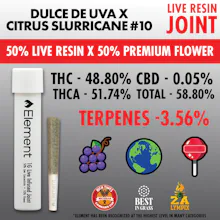 Element x Fractal - 1g Live Resin Joint - Dulce De Uva x Citrus Slurricane #10