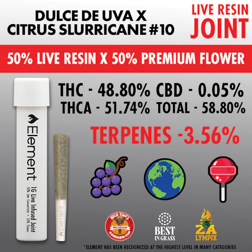 Element x Fractal - 1g Live Resin Joint - Dulce De Uva x Citrus Slurricane #10