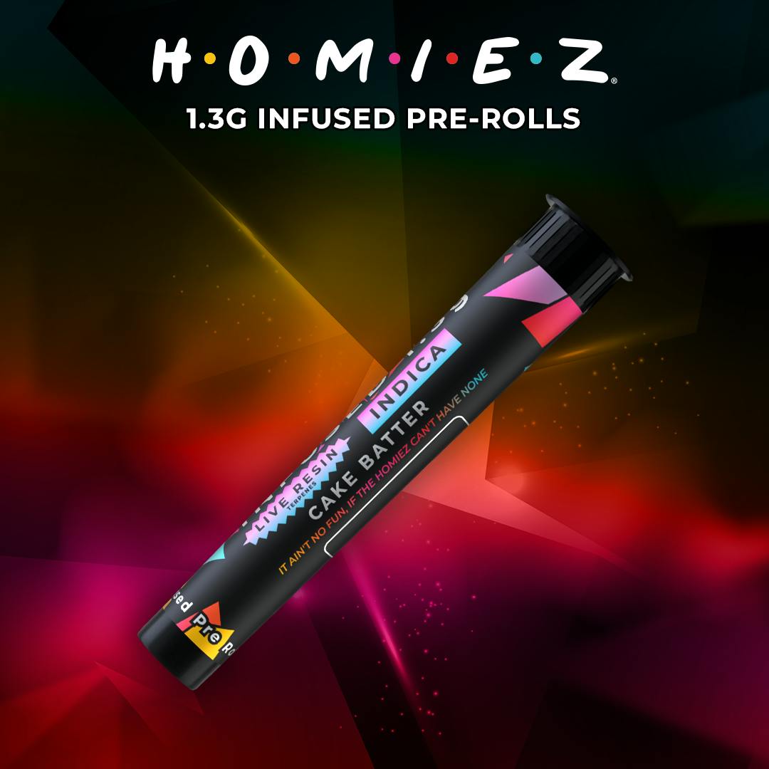 Product: Homiez | Cake Batter | Infused Pre-roll | 1.3g | Indica