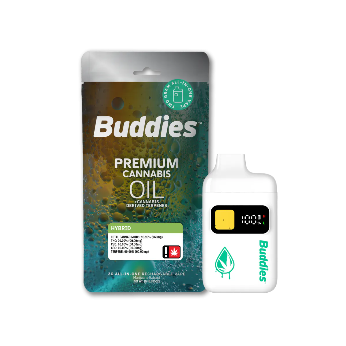 Blue Snow Cone Disposable Distillate Cartridge (Buddies) 2g Vaporizers