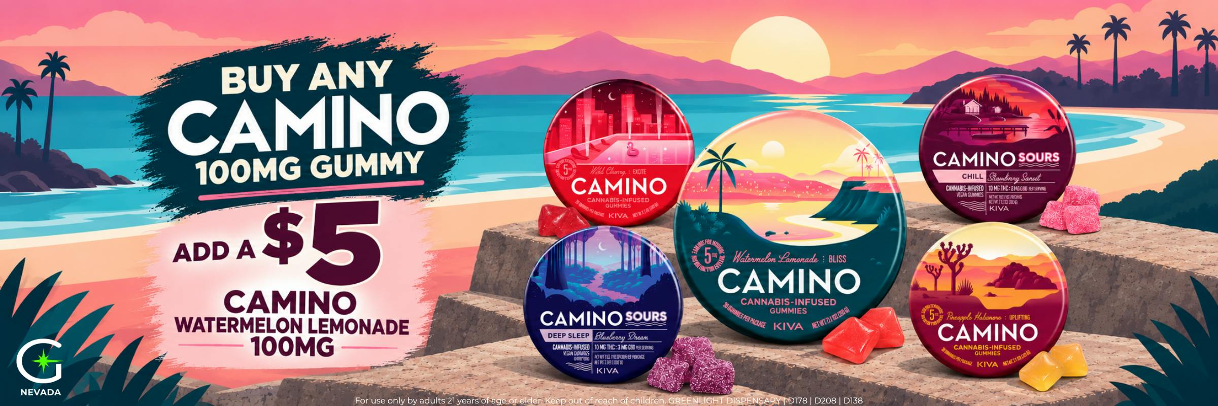 Buy any Camino Gummy, Add a Watermelon Lemonade Gummy $5