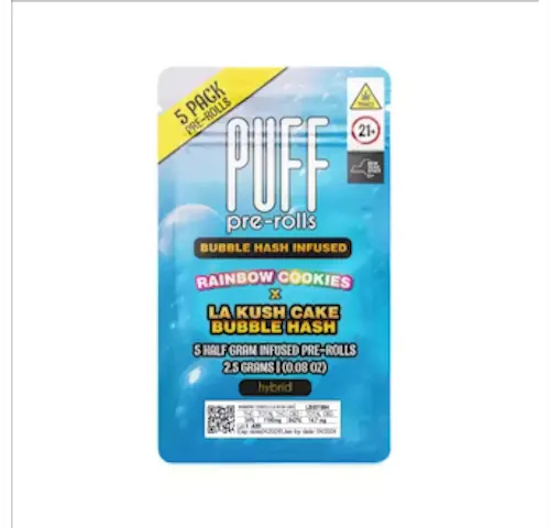 PUFF | Rainbow Cookies x LA Kush Cake | 0.5g Bubble Hash Infused Pre-Rolls | 5pk-1