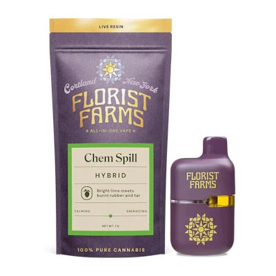 Florist Farms - 1g Live Resin Disposable - Chem Spill - DISPOSABLES by Florist Farms at King of Budz