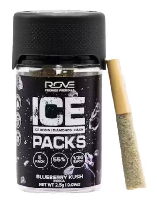 Pre-Roll | Rove | Blueberry Kush | Rosin Diamond Hash Infused - 5pk | Indica