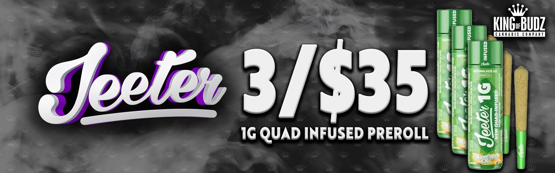 Jeeter - 1g Quad Infused Preroll - 3 for $35