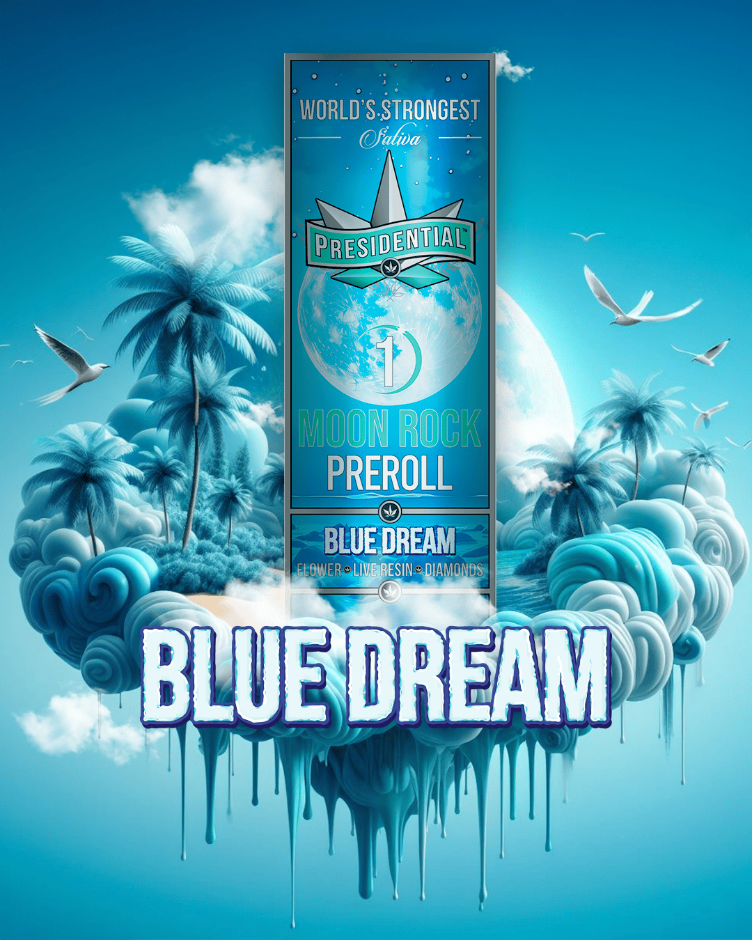 Presidential - 1g Moon Rock Infused Preroll - Blue Dream