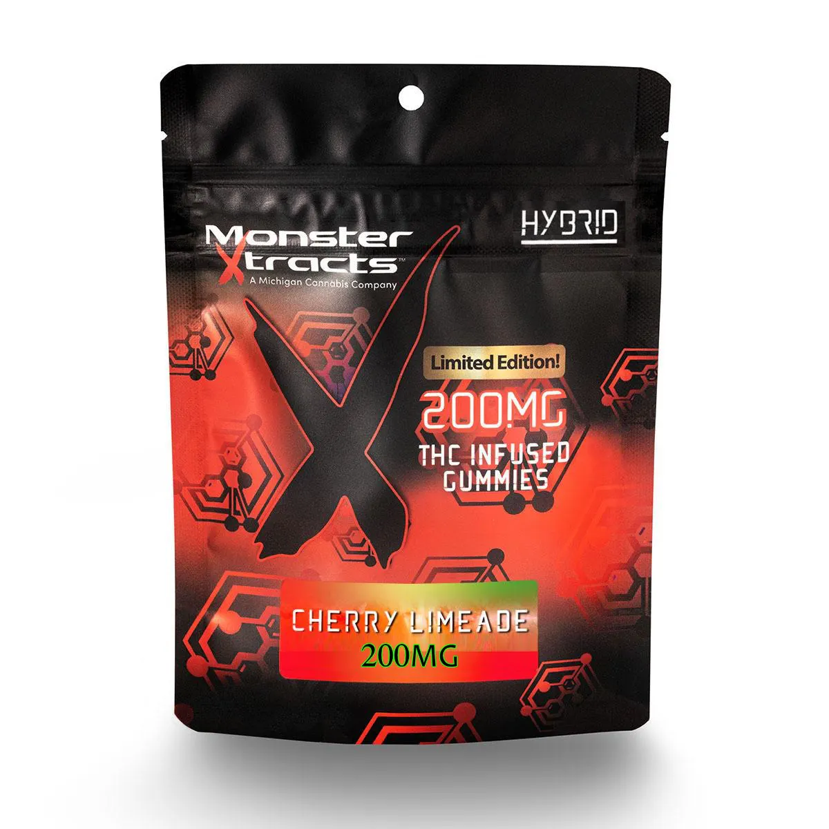 Monster Xtracts Cherry Limeade Hybrid Gummies 200mg THC at The