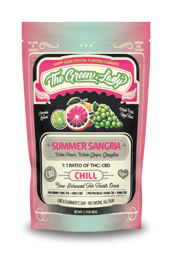 The Green Lady Happy Hour Cocktail Flavor Gummies - "Chill" Summer Sangria 10pk (10mg THC, 10mg CBD ea) The Green Lady THC
