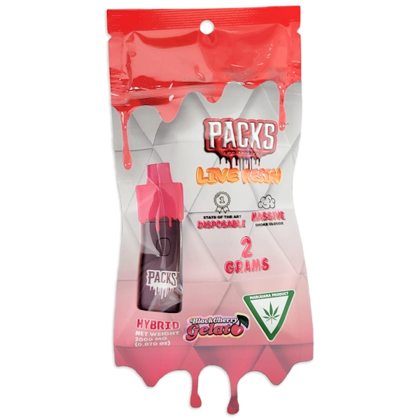 Packwoods | Black Cherry Gelato Live Resin Disposable/Rechargeable All-In-One | 2g