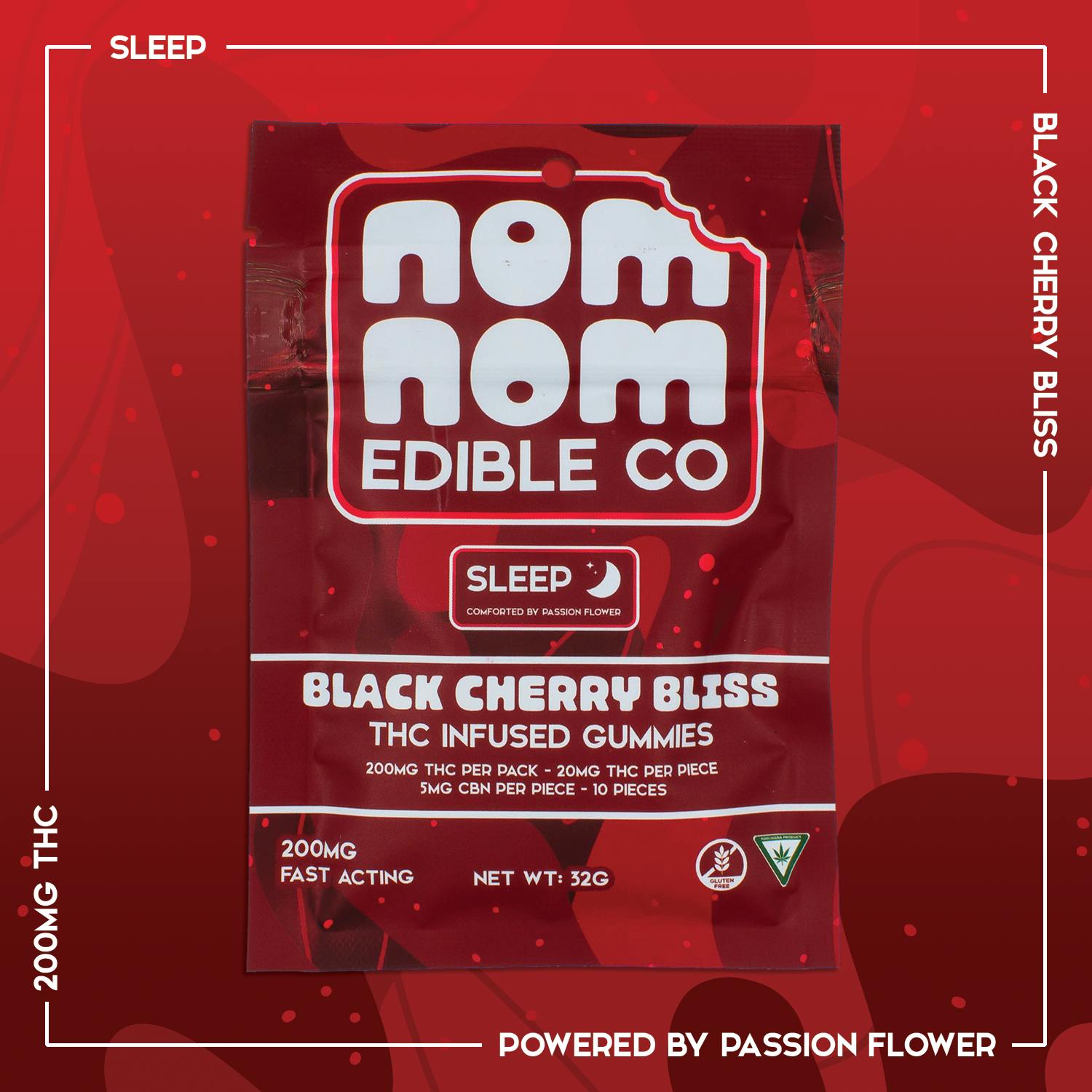 Nom Nom Edible Co. Nom Nom Edible Co | 200mg Gummies | Black