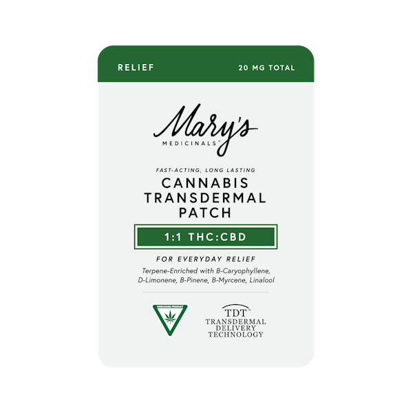 Mary's Medicinals | Transdermal Patch Relief 1:1 CBD:THC | 10mg:10mg