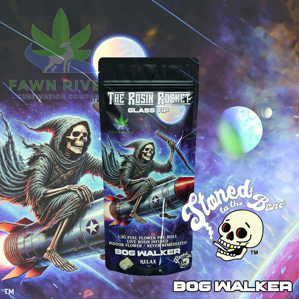 Stoned to the Bone - 1.3g Live Rosin Infused Preroll - Bog Walker