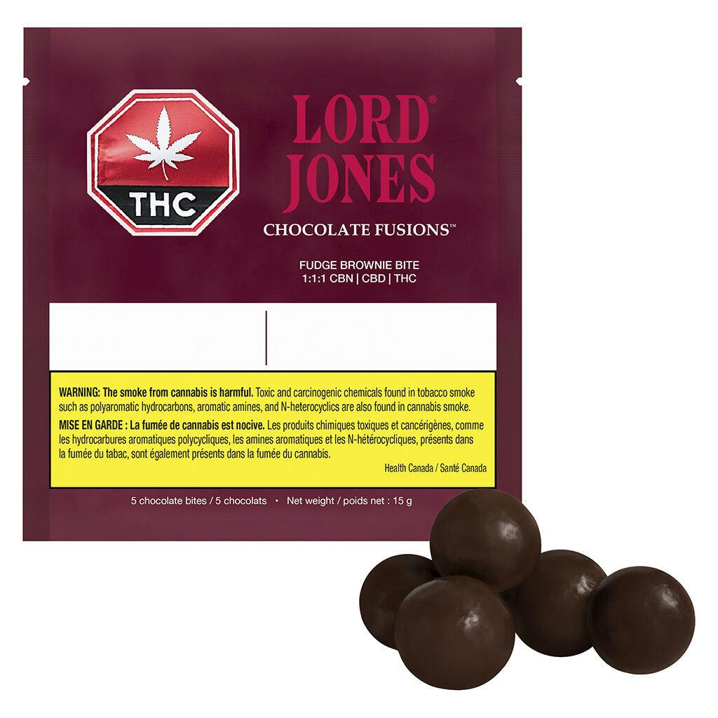 Lord jones - chocolate fusions fudge brownie bite 1:1:1 cbn:cbd:thc - 5 pack