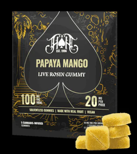 HEAVY HITTERS | LIVE ROSIN GUMMIES | PAPAYA MANGO | 100MG(5PK)-active