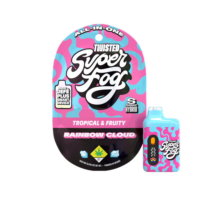 TYPE: Sativa Dom. Hybrid 
TASTING NOTES: Tropical & Fruity 
Float on a candy-floss cloud of sweet delights, combining the whimsical taste of cotton candy with fresh berries. It’s a sugar rush in every puff! Set your mind adrift on a rainbow of flavors. 
TWISTED is a flavorful, high-strength concentrate that uses melted THCa diamonds for potency and all-natural terpenes for unique flavor profiles that are exciting and familiar. 
Introducing the upgraded Mfused Jefé Plus device! 
LED screen display 
Dosing Timer – Time your hits to monitor vapor intake 
Battery Life – Monitor battery level so you’re never caught off guard 
Temperature Display – Easily see which temperature your device is set to 
Cold Start Timer – Countdown timer to indicate when device is ready for usage 
Spark Button allows for a fully customized cannabis experience 
Two Taps – Cold Start: Preheat oil and prevent potential clogging issues 
Three Taps – Change Temperature: Three different temperatures 
Five Taps – On/Off: Control battery life by turning off device when not in use 
Discreet size and ergonomic shape for convenience 
Custom-designed atomizer tuned for each oil type and product line 
Fast charging via USB-C with multi-day battery endurance 
Zero harmful additives 
Independently tested to ensure product safety 
Designed, tested and developed in the U.S. with our aerosol testing laboratory 
Built-in seven-second safety timer prevents the atomizer from overheating

