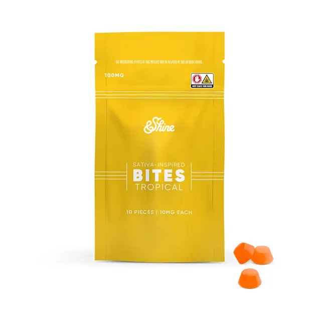 &Shine Bites Tropical (Sativa Inspired) 10pk/100mg (gummies, 2.8g)