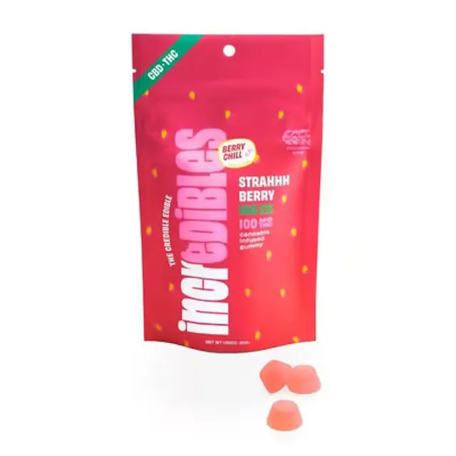 Incredibles Gummies Strahhhberry 1 CBD : 1 THC 10pk/100mg (hybrid, 2.8g)