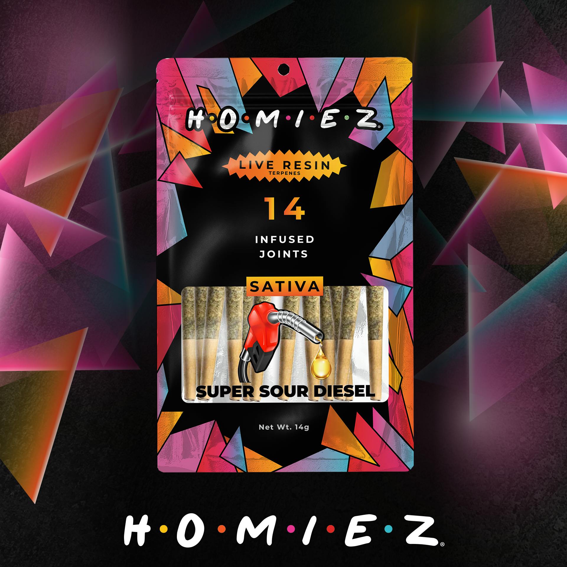 Homiez - 14-Pack 1g Infused Prerolls - Super Sour Diesel