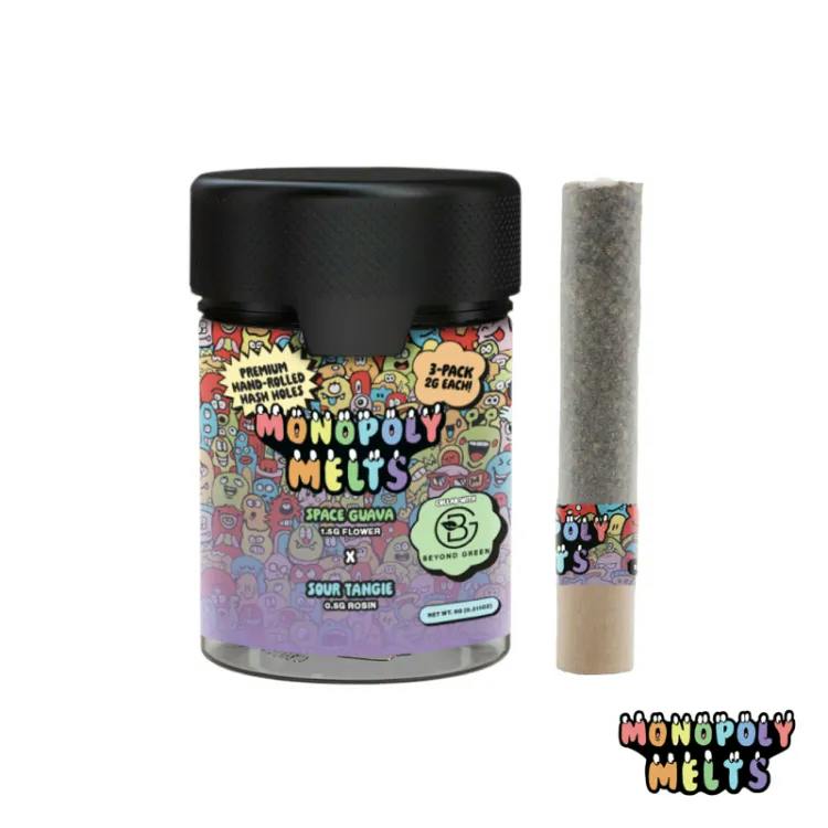 Monopoly Melts x GT x Beyond Green - 3-Pack 2g Hash Rosin Infused Donuts - Space Guava x Sour Tangie