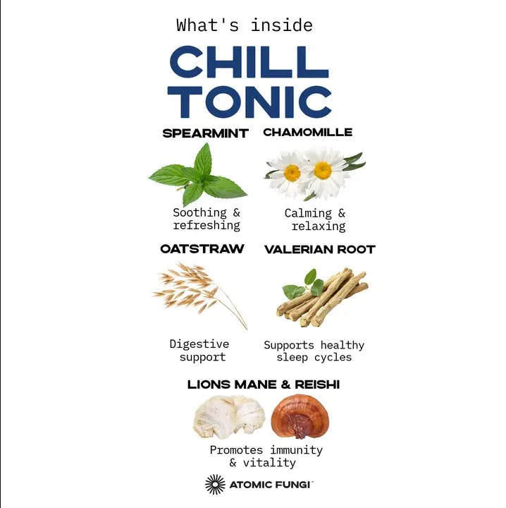 Atomic Fungi | Chill Tonic - Spearmint Chamomile Lions Mane and Reishi Mushroom Tea